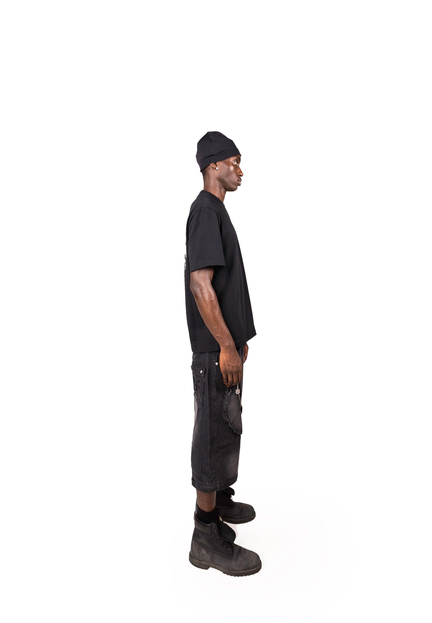 BLACK DENIM DETACHABLE CARGO PANTS
