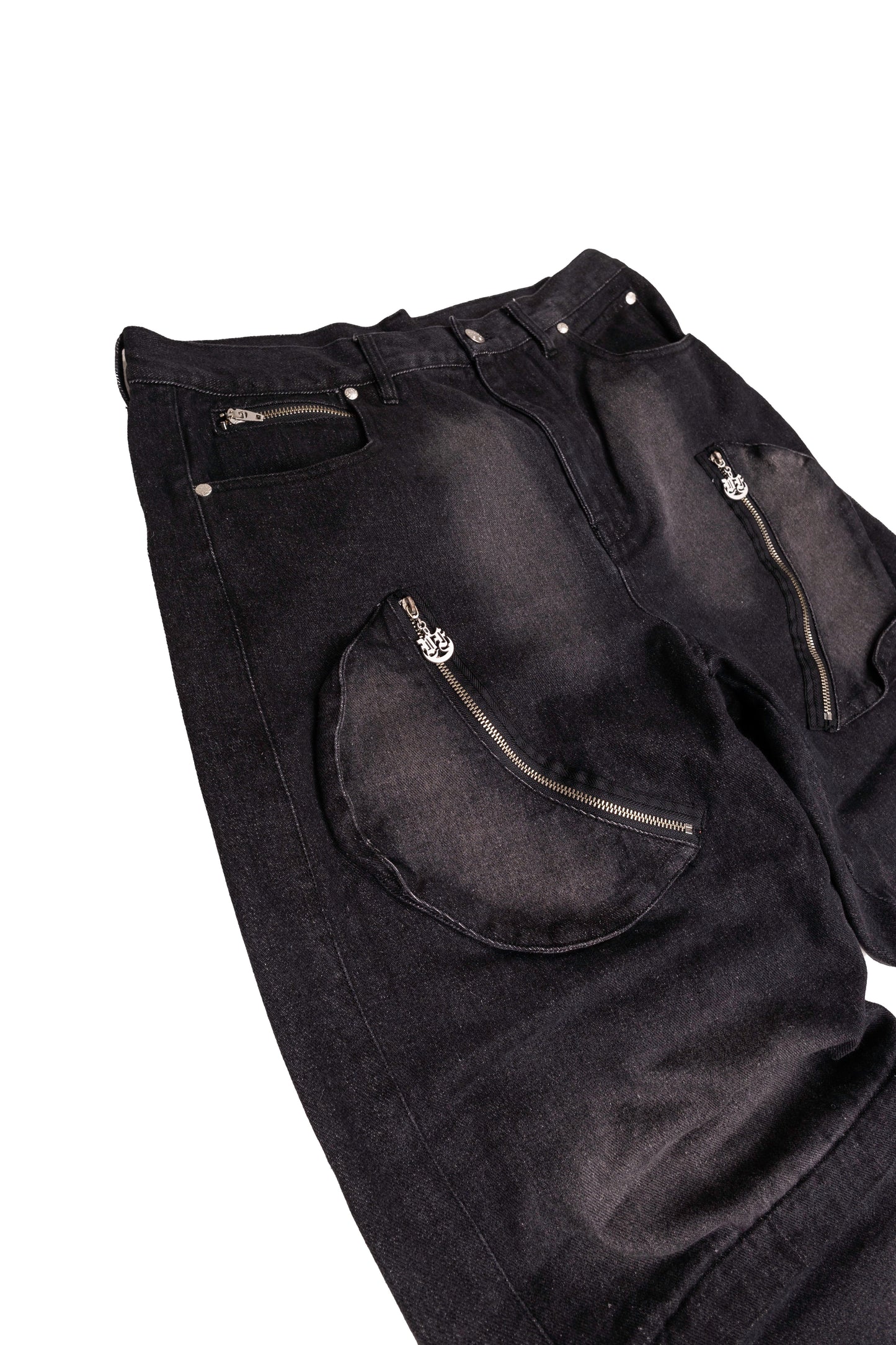 BLACK DENIM DETACHABLE CARGO PANTS
