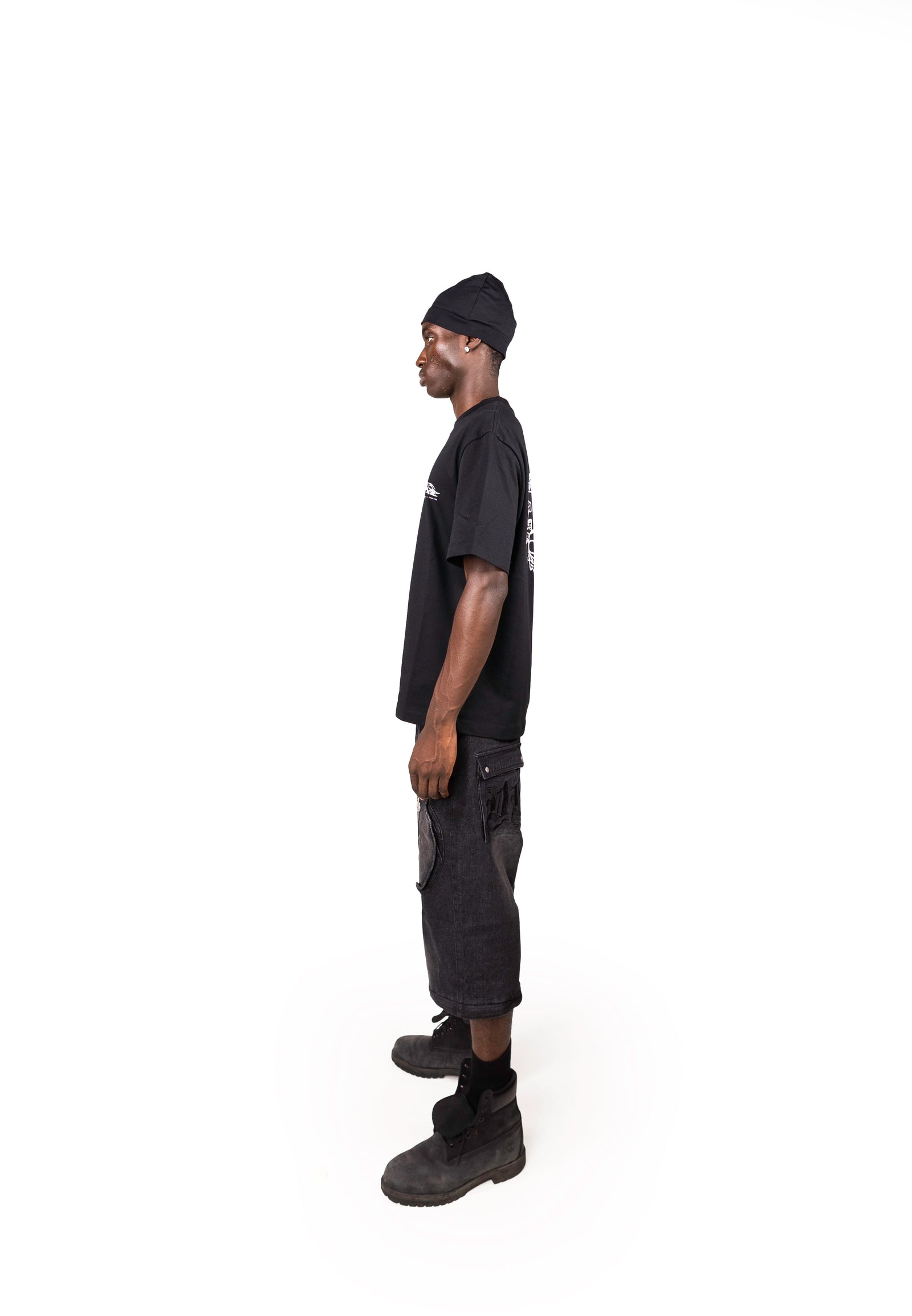 BLACK DENIM DETACHABLE CARGO PANTS