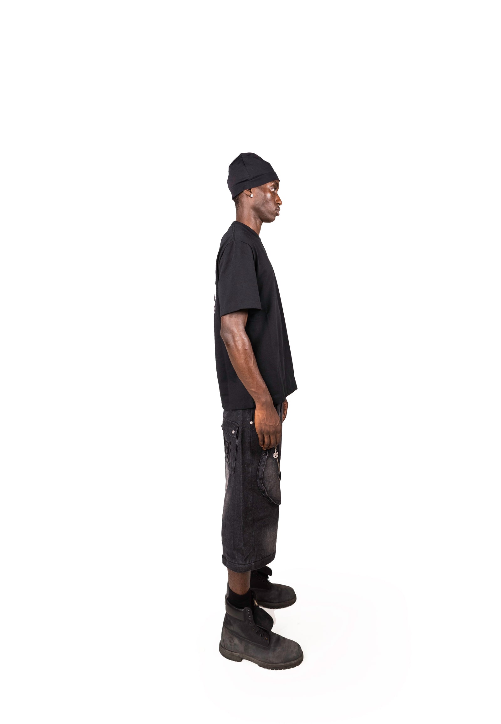 BLACK DENIM DETACHABLE CARGO PANTS