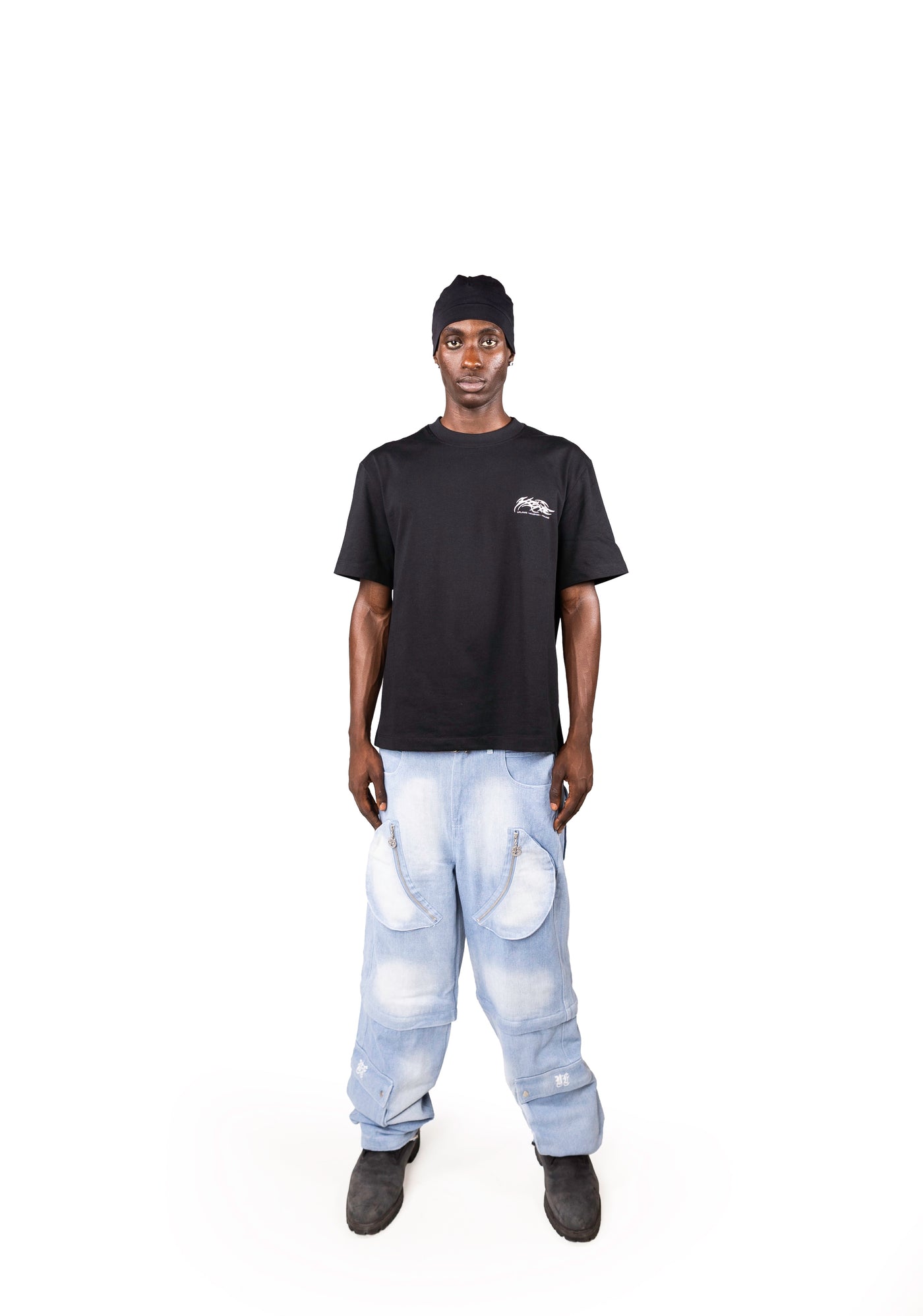 BLUE DENIM DETACHABLE CARGO PANTS