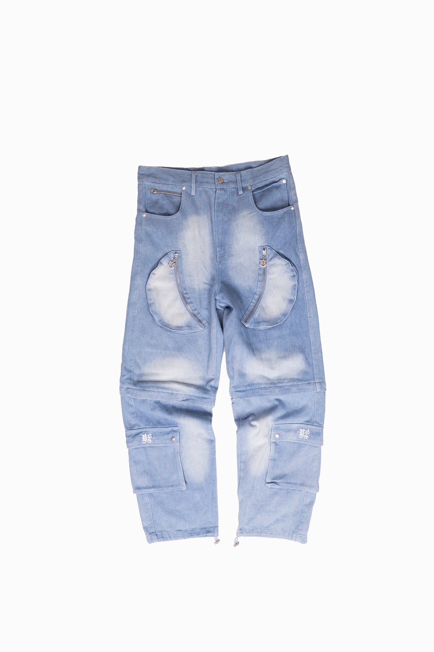 BLUE DENIM DETACHABLE CARGO PANTS