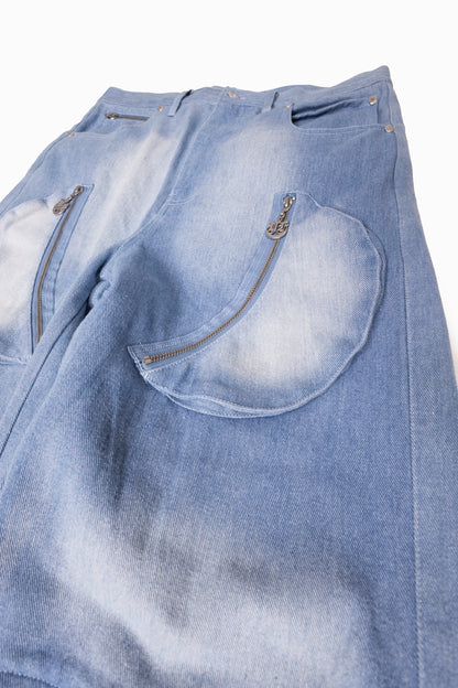 BLUE DENIM DETACHABLE CARGO PANTS