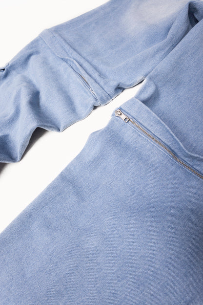 BLUE DENIM DETACHABLE CARGO PANTS